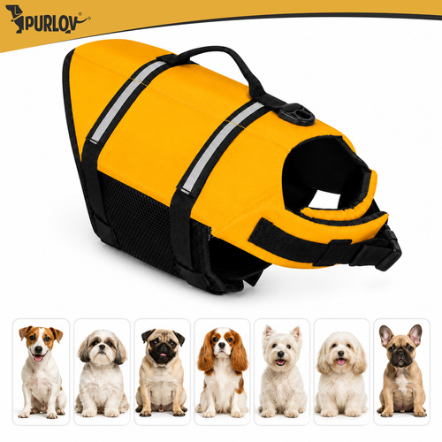 Flytväst för Hund M – Hundflytväst med Handtag, Reflex & Koppelfäste