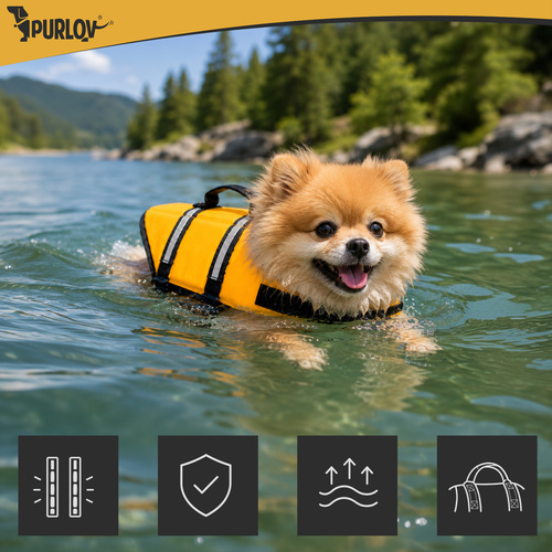 Flytväst för Hund S – Hundflytväst med Handtag, Reflex & Koppelfäste