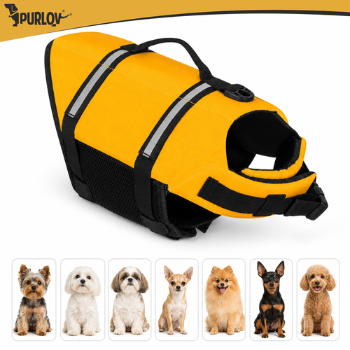 Flytväst för Hund S – Hundflytväst med Handtag, Reflex & Koppelfäste