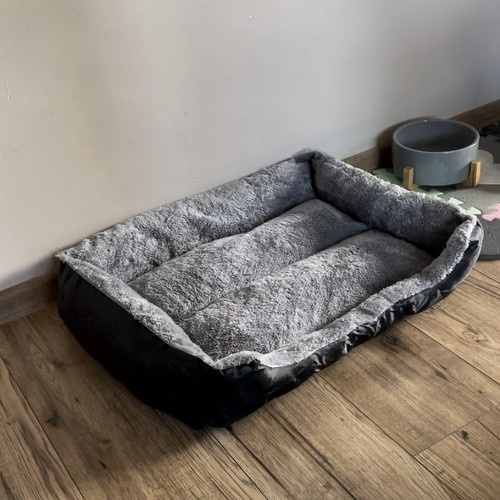 Hundbädd 65 x 50 cm – Mjuk Husdjursbädd med Tvättbart Överdrag, Grå
