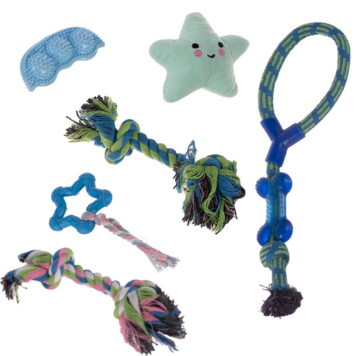 Hundleksaksset 15 Delar – Drag- & Tuggleksaker med Rep, Gummi & Bajspåsar