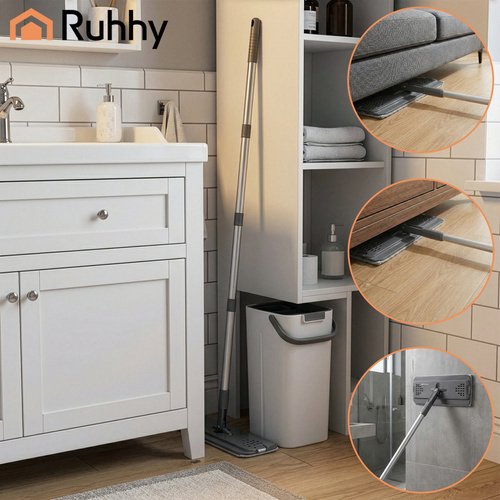 Platt Mopp med Dubbelkammarhink 8,5 L – Handsfree Urvridning & 3 Moppskydd