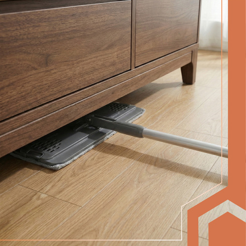 Platt Mopp med Dubbelkammarhink 8,5 L – Handsfree Urvridning & 3 Moppskydd