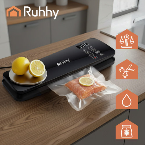 Vakuumförpackare med Våg 120 W – Foliesvets med LCD, Skärkniv & Vakuumfunktion