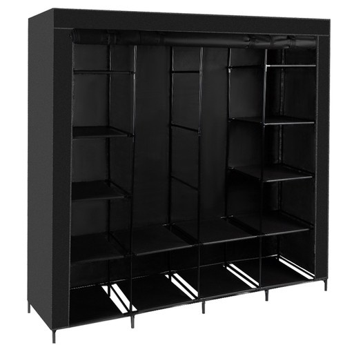 Hopfällbar Tyggarderob XXL 170 x 170 cm – Klädskåp med 14 Hyllor & 2 Klädstänger
