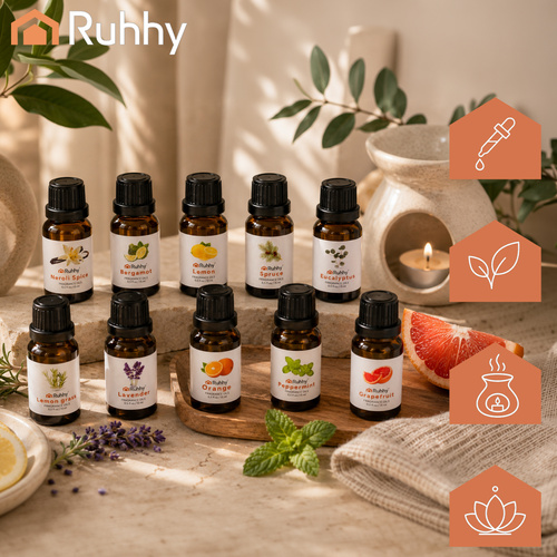 Doftoljor 10-pack 15 ml – Vattenlösliga Aromoljor för Diffuser & Luftfuktare