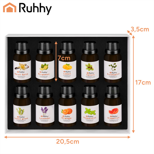 Doftoljor 10-pack 15 ml – Vattenlösliga Aromoljor för Diffuser & Luftfuktare