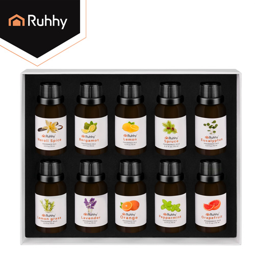 Doftoljor 10-pack 15 ml – Vattenlösliga Aromoljor för Diffuser & Luftfuktare