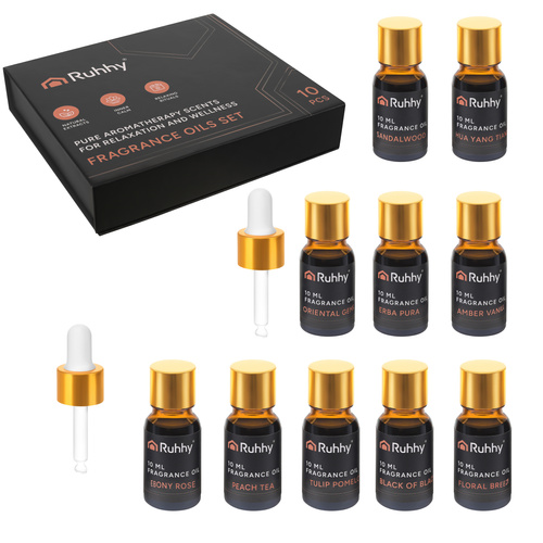 Doftoljor 10-pack 10 ml – Aromoljor för Diffuser, Aromalampa & Doftsten