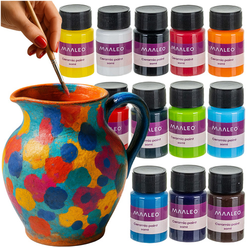 Glas- & Keramikfärg 12-pack 20 ml – Färger för Porslin, Glas & Dekoration