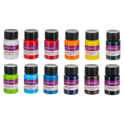 Glas- & Keramikfärg 12-pack 20 ml – Färger för Porslin, Glas & Dekoration