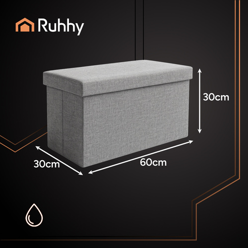 Sittpuff med Förvaring 54 L – Hopfällbar Sittpuff 60 x 30 x 30 cm