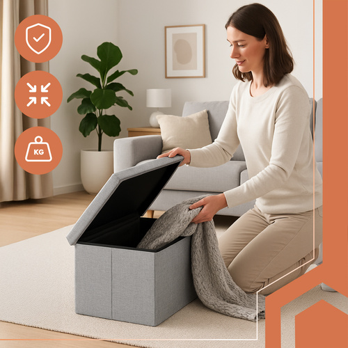 Sittpuff med Förvaring 110 L – Hopfällbar Sittpuff XXL 76 x 38 x 38 cm