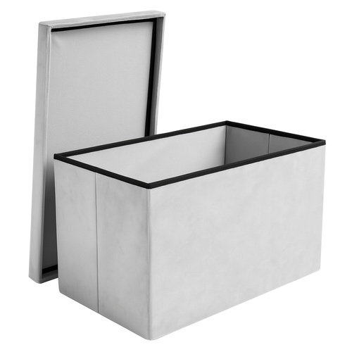 Sittpuff i Sammet med Förvaring 54 L – Hopfällbar Sittpuff 60 x 30 x 30 cm