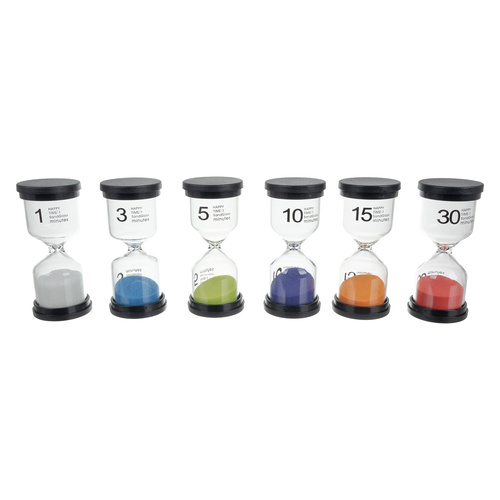 Timglas Set 6-pack – Färgglada Timglas för Tidsmätning & Aktiviteter