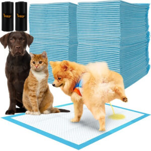 Hygienunderlägg 100-pack 60 x 40 cm – Absorberande Valpmattor med 30 Bajspåsar