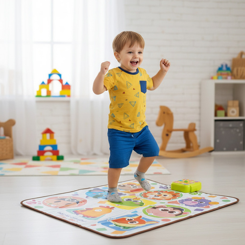 Interaktiv Dansmatta 82 x 65 cm – Musikmatta med Ljud, Ljus & 4 Spellägen
