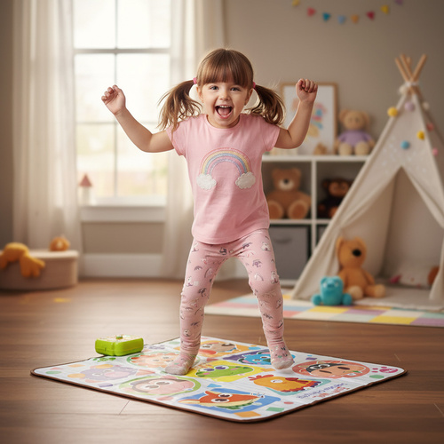 Interaktiv Dansmatta 82 x 65 cm – Musikmatta med Ljud, Ljus & 4 Spellägen