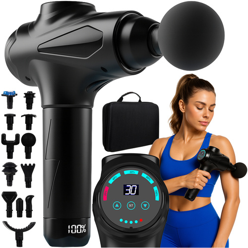 Massagepistol 45 W – Muskelmassage med 30 Intensitetsnivåer & 12 Massagehuvuden