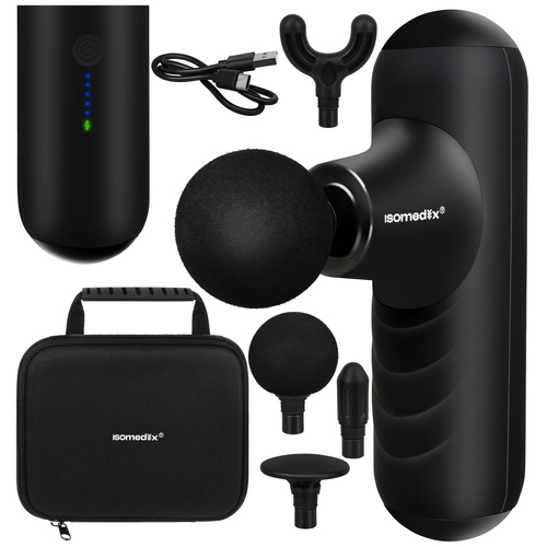 Mini Massagepistol – Handhållen Muskelmassage med 5 Lägen & 4 Massagehuvuden