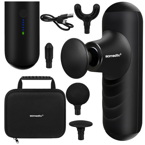 Mini Massagepistol – Handhållen Muskelmassage med 5 Lägen & 4 Massagehuvuden