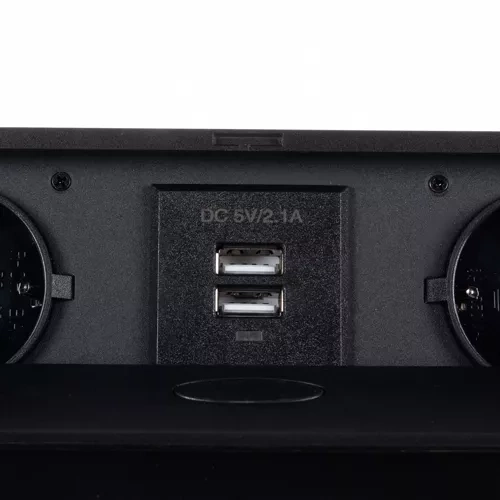 Infällt USB-Uttag för Bänkskiva – Utdragbar Uttagspanel med 2 Eluttag & 2 USB
