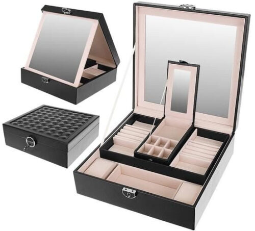 eng_pl_Jewelry-box-black-Beautylushh-13859_1.jpg Smyckeskrin Svart – Låsbart Smyckesetui med Spegel & Uttagbar Reseask