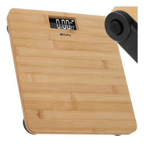 LCD Badrumsvåg Brun Trä - Upp till 180 kg, Temperaturvisning och Halkskydd