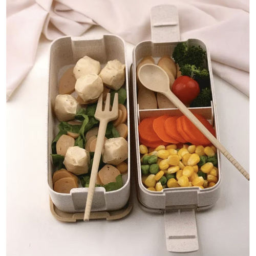 Matlåda 750 ml – Lunchlåda med 2 Fack, Bestick & Avdelare