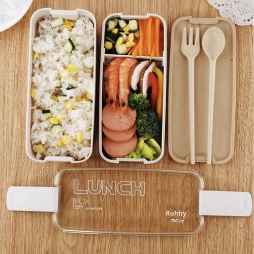 Matlåda 750 ml – Lunchlåda med 2 Fack, Bestick & Avdelare