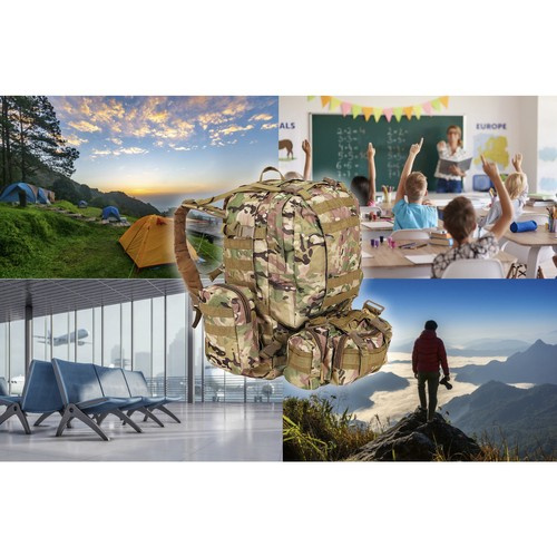 Militär Ryggsäck 45 L – Taktisk Vandringsryggsäck med MOLLE-System & Avtagbara Fickor