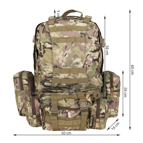 Militär Ryggsäck 45 L – Taktisk Vandringsryggsäck med MOLLE-System & Avtagbara Fickor