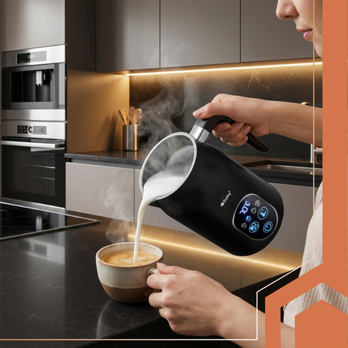 Elektrisk Mjölkskummare 500 W – Med LED-Display, 4 Temperaturer & 2 Vispar