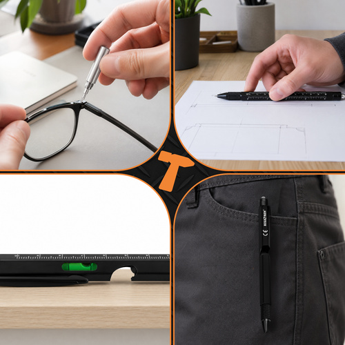 Multifunktionspenna 9-i-1 – Penna med LED, Skruvmejsel & Smarta Verktygsfunktioner