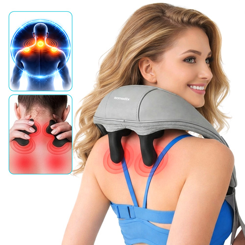 Nackmassageapparat med Värme – Trådlös Shiatsu Massage för Nacke & Axlar
