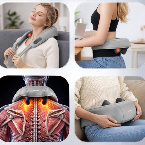 Nackmassageapparat med Värme – Trådlös Shiatsu Massage för Nacke & Axlar