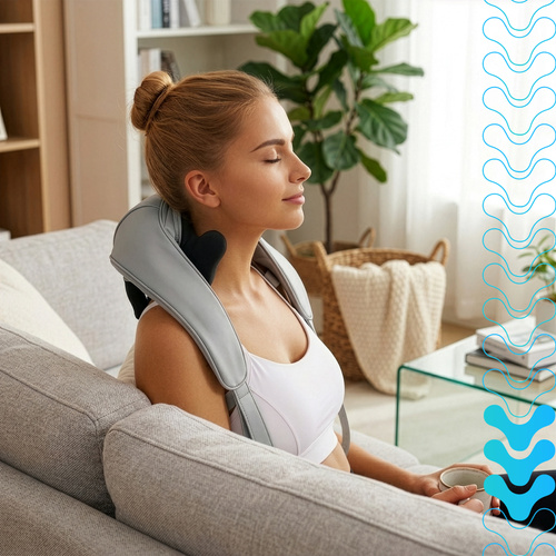 Nackmassageapparat med Värme – Trådlös Shiatsu Massage för Nacke & Axlar