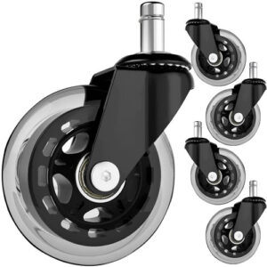 Kontorsstolshjul 5-pack 75 mm – Tysta Gummihjul med Kullager