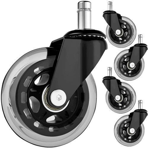 Kontorsstolshjul 5-pack 75 mm – Tysta Gummihjul med Kullager