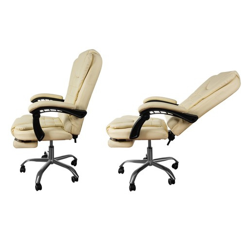 Kontorsstol med Fotstöd – Ergonomisk Skrivbordsstol i Konstläder med Lutningsfunktion