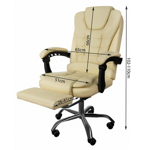 Kontorsstol med Fotstöd – Ergonomisk Skrivbordsstol i Konstläder med Lutningsfunktion