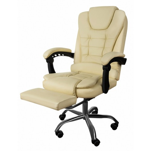 Kontorsstol med Fotstöd – Ergonomisk Skrivbordsstol i Konstläder med Lutningsfunktion