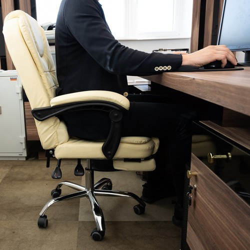 Kontorsstol med Fotstöd – Ergonomisk Skrivbordsstol i Konstläder med Lutningsfunktion