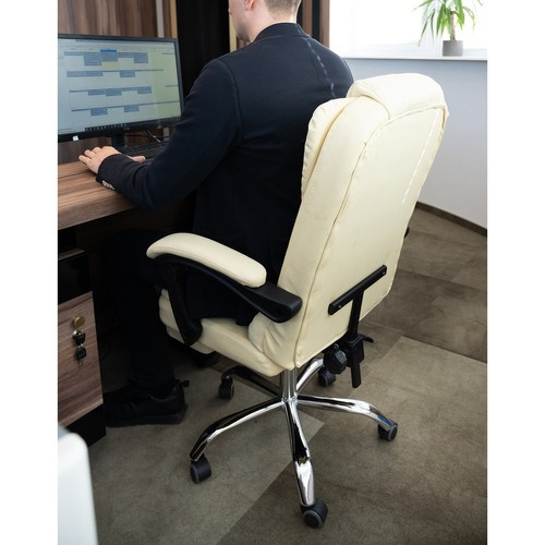 Kontorsstol med Fotstöd – Ergonomisk Skrivbordsstol i Konstläder med Lutningsfunktion