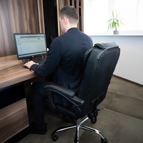 Kontorsstol med Fotstöd – Ergonomisk Skrivbordsstol i Konstläder med Lutningsfunktion