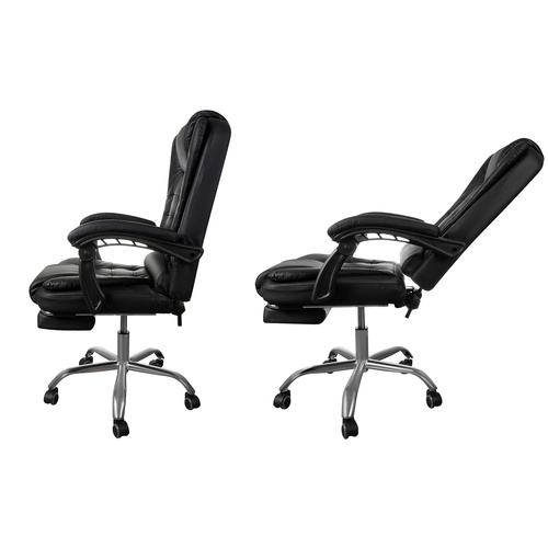 Kontorsstol med Fotstöd – Ergonomisk Skrivbordsstol i Konstläder med Lutningsfunktion