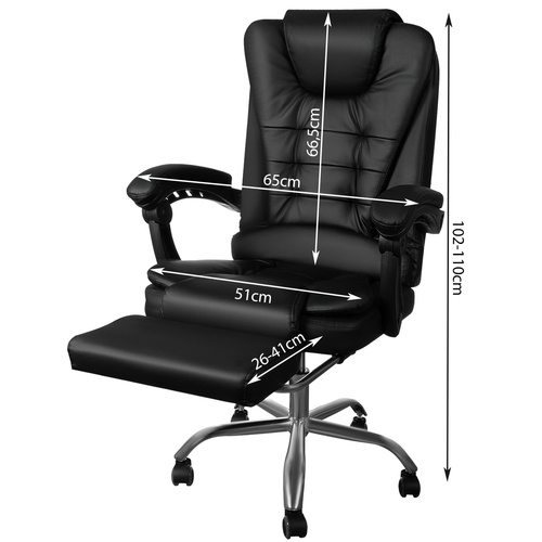 Kontorsstol med Fotstöd – Ergonomisk Skrivbordsstol i Konstläder med Lutningsfunktion