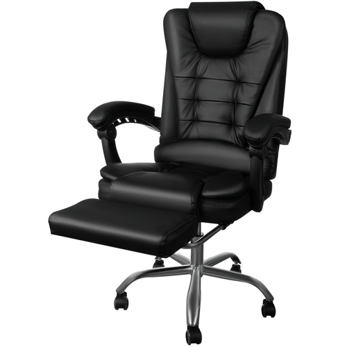 Kontorsstol med Fotstöd – Ergonomisk Skrivbordsstol i Konstläder med Lutningsfunktion