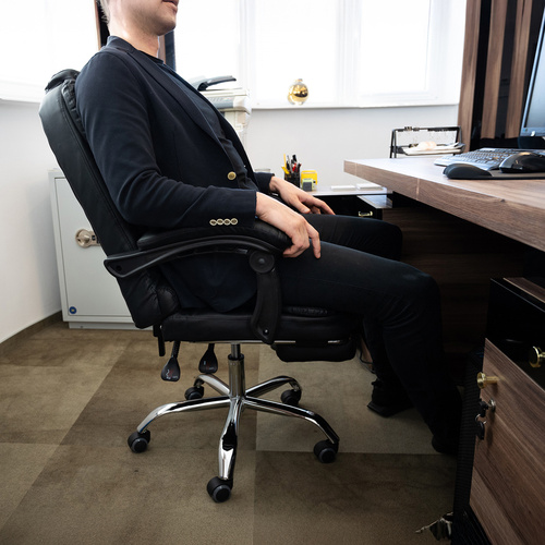 Kontorsstol med Fotstöd – Ergonomisk Skrivbordsstol i Konstläder med Lutningsfunktion