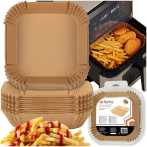 Airfryer Bakplåtspapper 100-pack – Pappersinsatser för Varmluftsfritös 20 x 20 cm